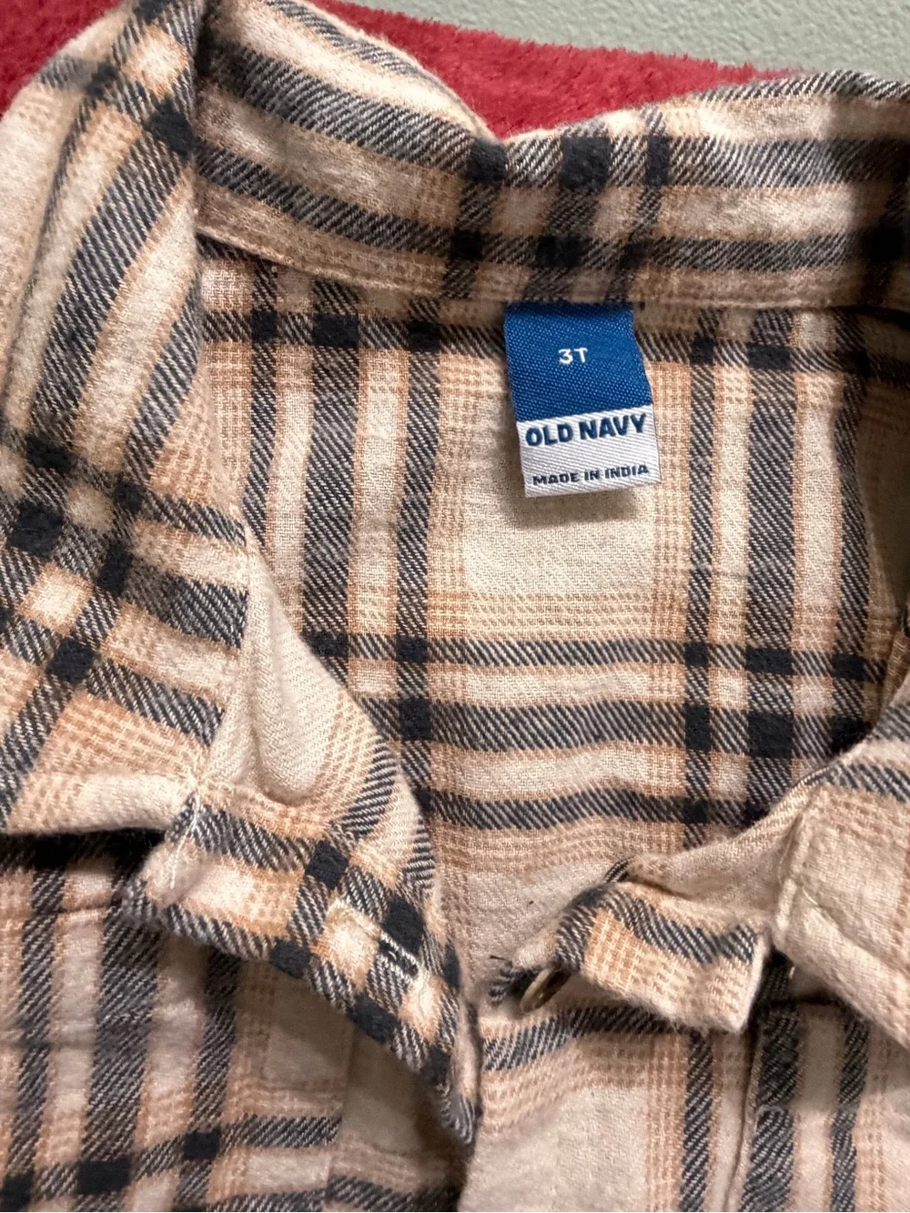 Kids Beige Plaid Button-Up Shirt - Lightweight Flannel